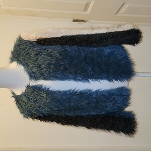 Shaci Blue Pink & Black Faux Fur Jacket‎ retro 70's